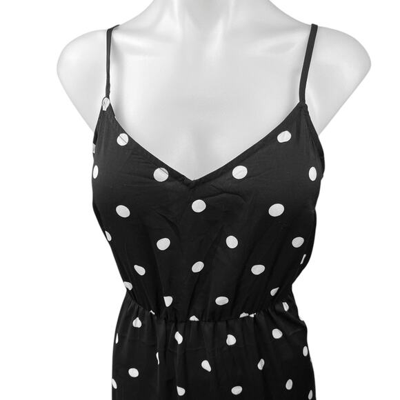 Divided by H&M Black White Polka Dots Sleeveless Sheath Cami Maxi Dress Size S - Picture 3 of 5